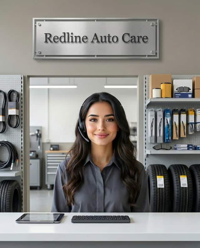 Maria as the receptionist at Redline Auto Care