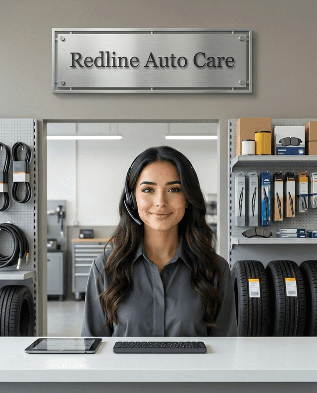 Maria as the receptionist at Redline Auto Care