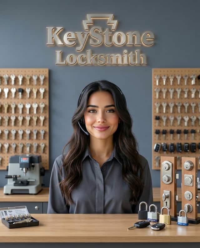 Maria as the receptionist at KeyStone Locksmith