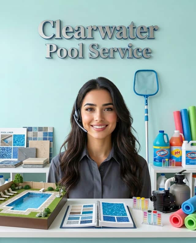 Maria as the receptionist at Clearwater Pool Service