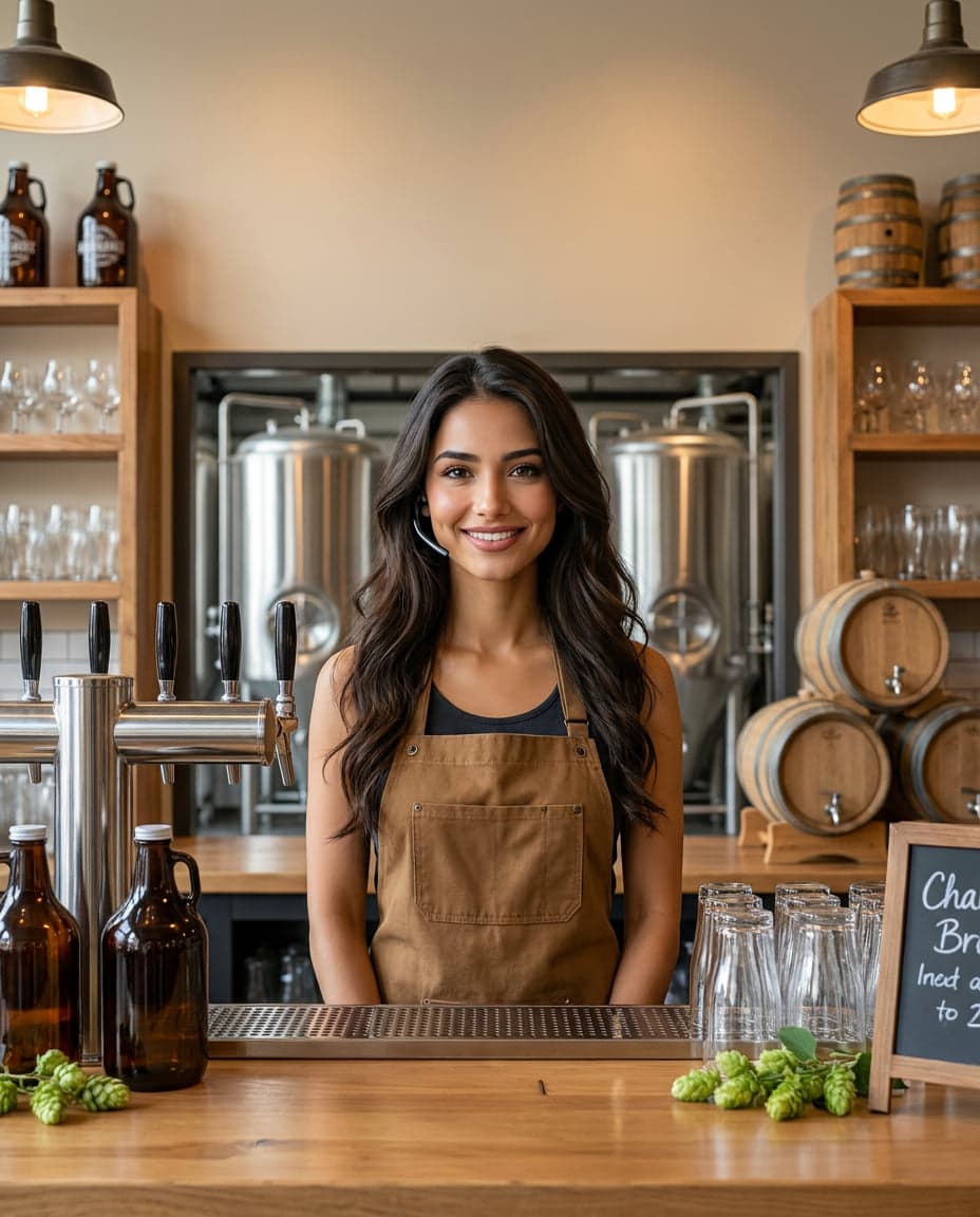 Maria at the front desk of a bar & pub company, taking a call
